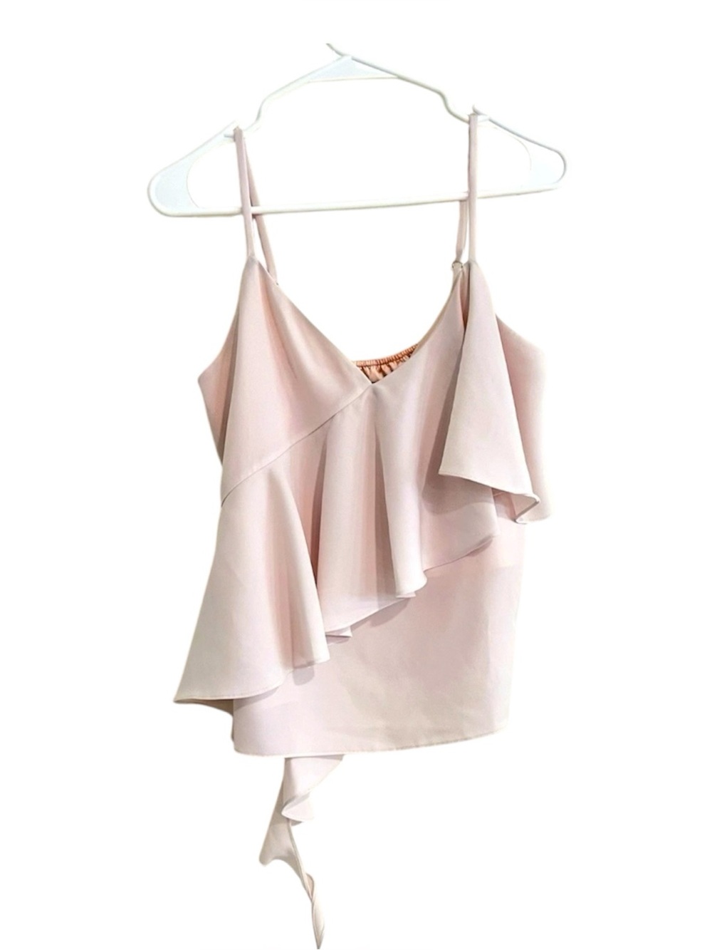 Saks Fifth Avenue Blush Pink Asymmetrical Ruffle Tank Top Size Small